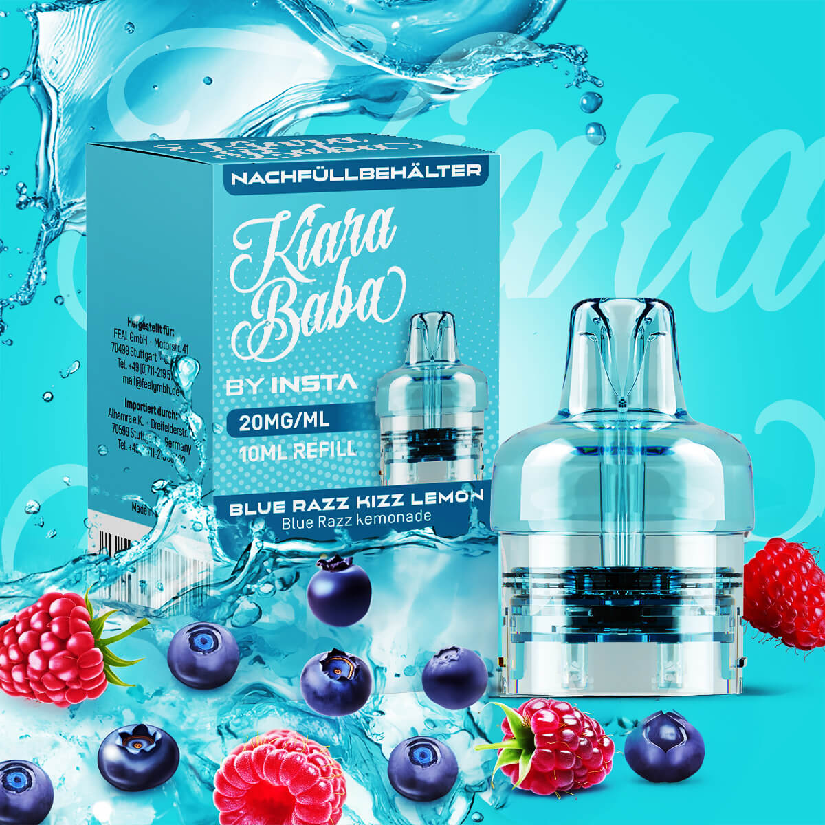 Kiara Baba 10K, Refill Container, Blue Razz Kizz Lemon 10ml 20mg