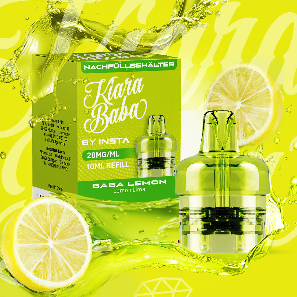 Kiara Baba 10K, Refill Container, Baba Lemon 10ml 20mg