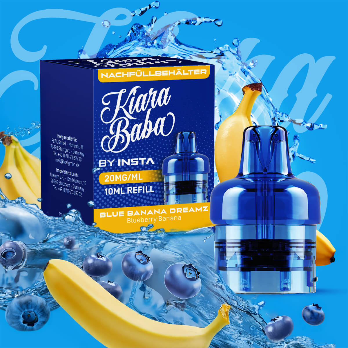 Kiara Baba 10K, Refill Container, Blue Banana Dreamz 10ml 20mg