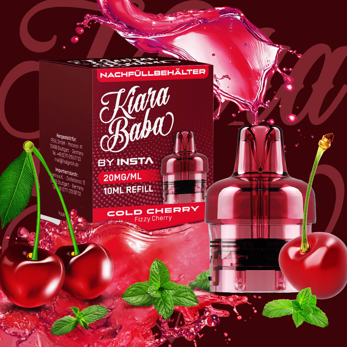 Kiara Baba 10K, Refill Container, Cold Cherry 10ml 20mg