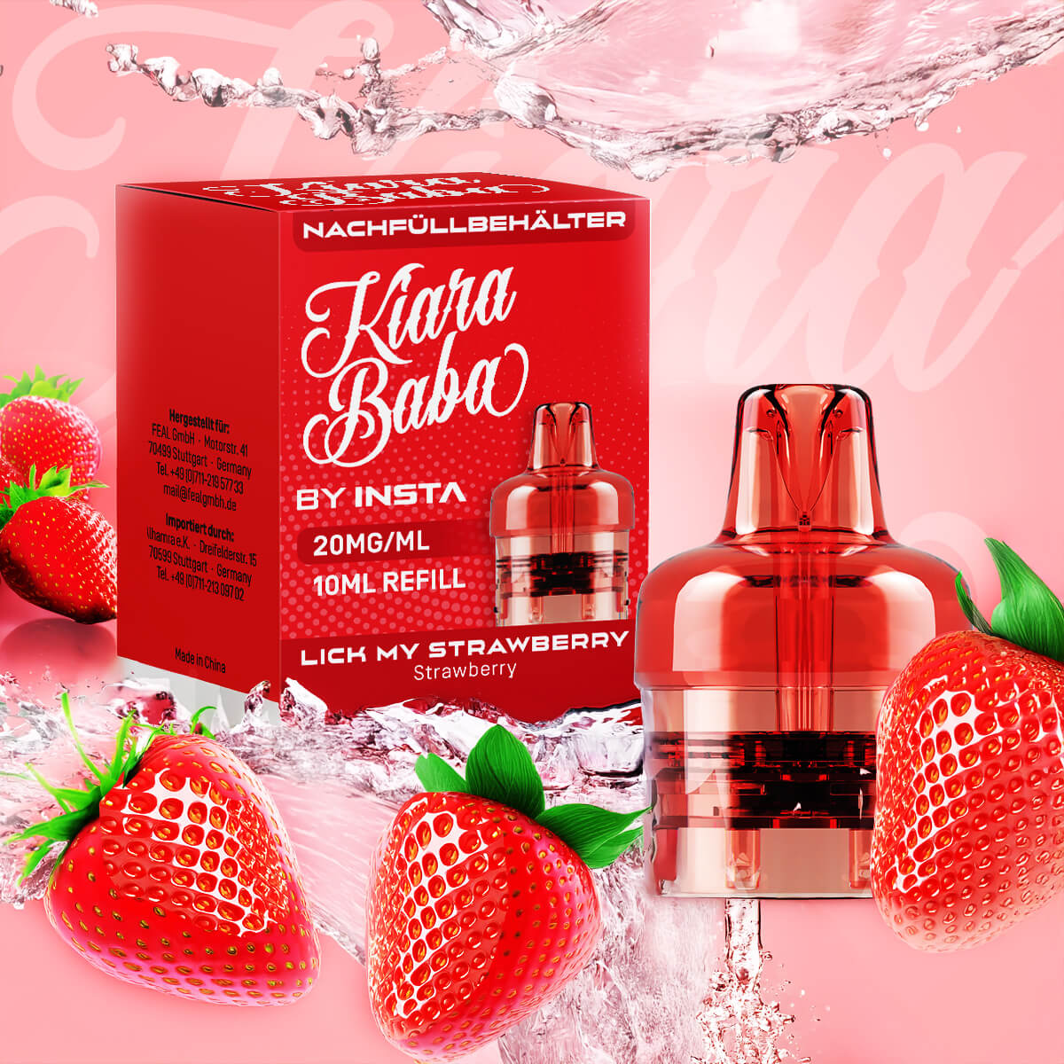 Kiara Baba 10K, Refill Container, Lick my Strawberry 10ml 20mg