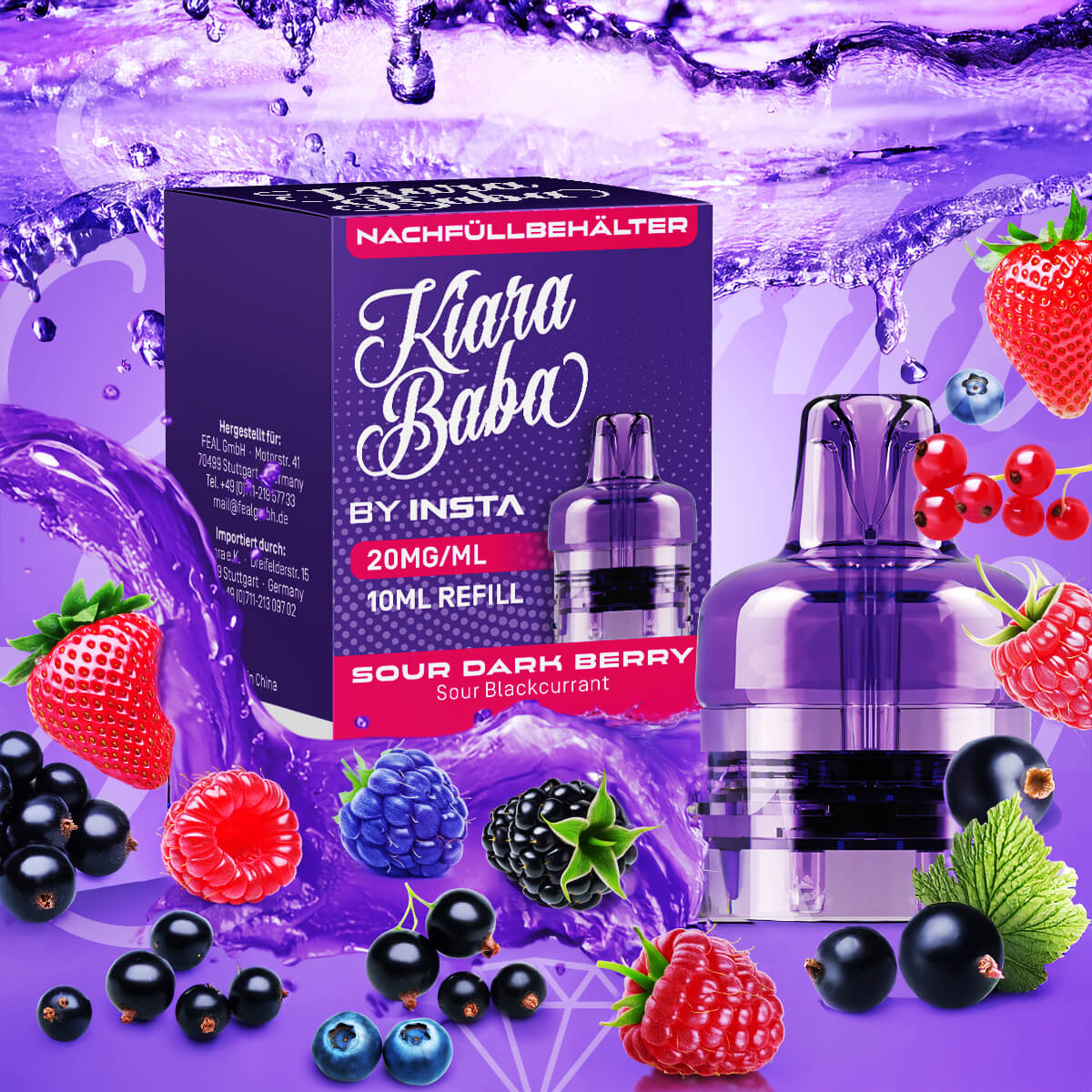 Kiara Baba 10K, Refill Container, Sour Dark Berry 10ml 20mg