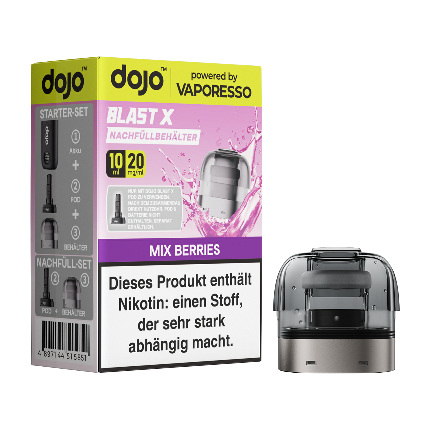 Dojo Blast X, Nachfüllbehälter, Mix Berries 20mg 10ml