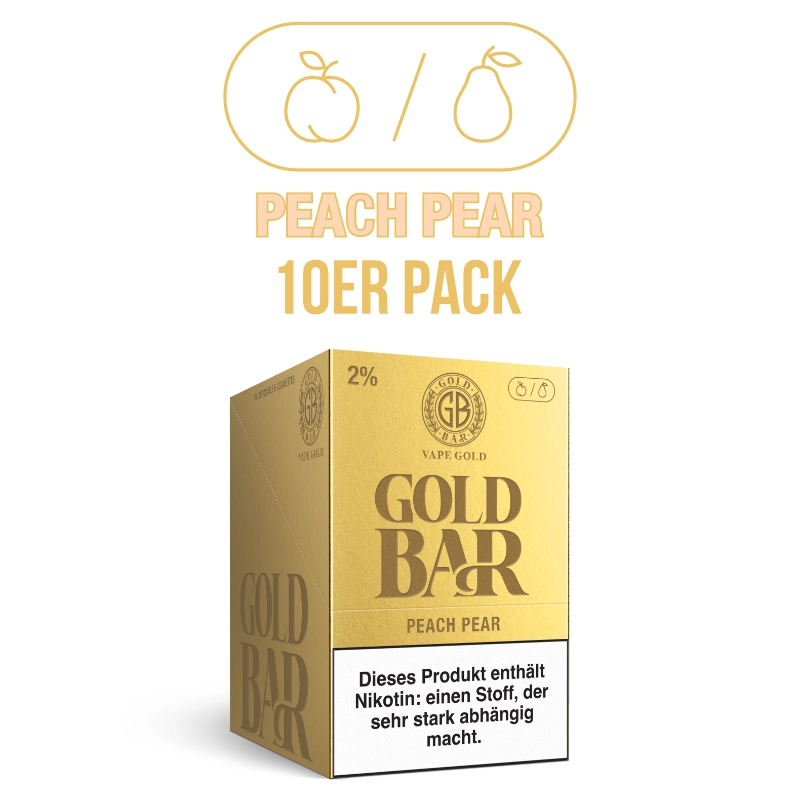 10er VPE - Gold Bar 2ml - Peach Pear 20mg