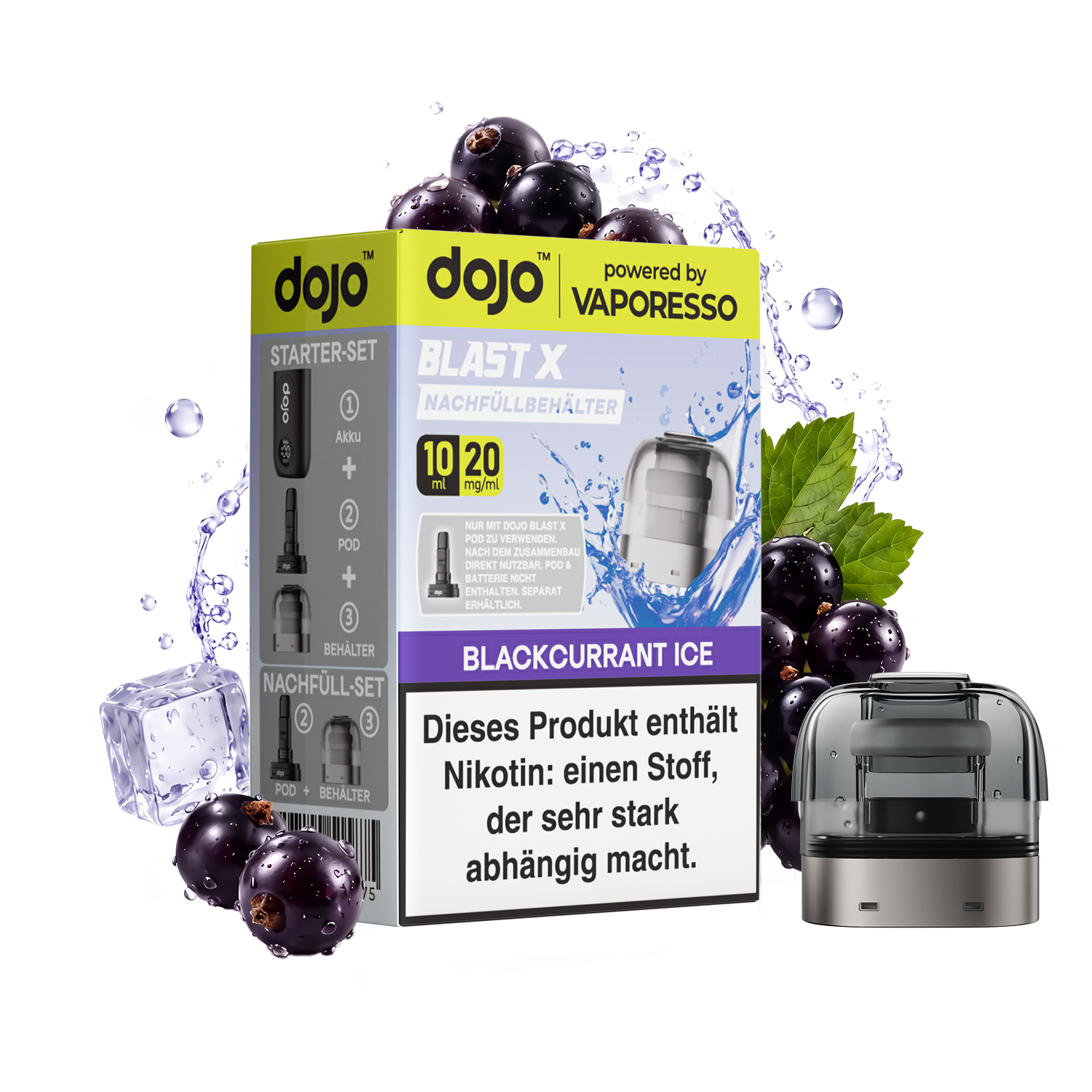 Dojo Blast X, Nachfüllbehälter, Blackcurrant Ice 20mg 10ml