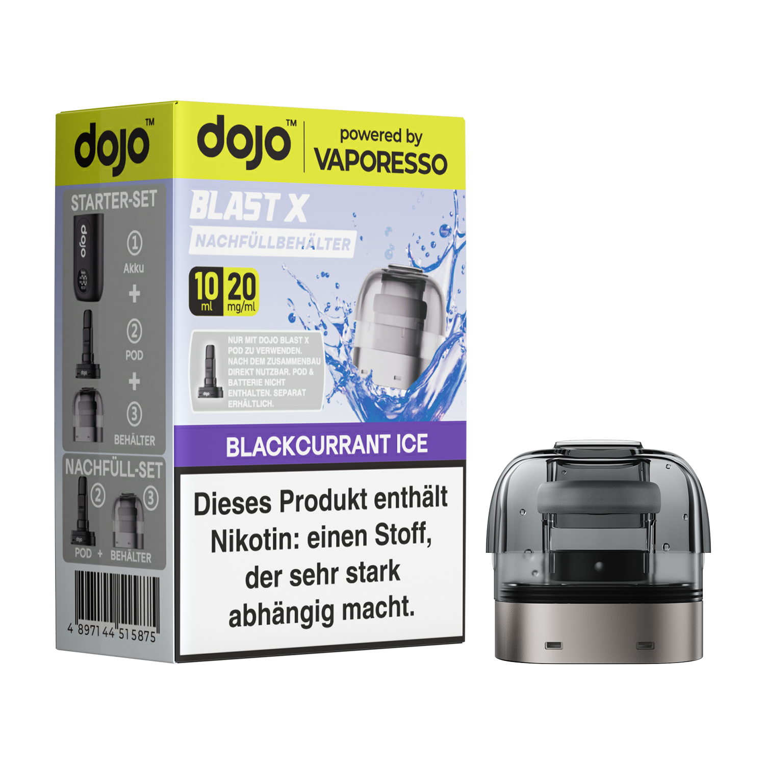 Dojo Blast X, Nachfüllbehälter, Blackcurrant Ice 20mg 10ml