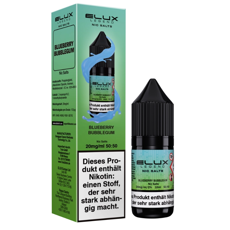 Elux Nic Salts 10ml - Blueberry Bubblegum 10mg