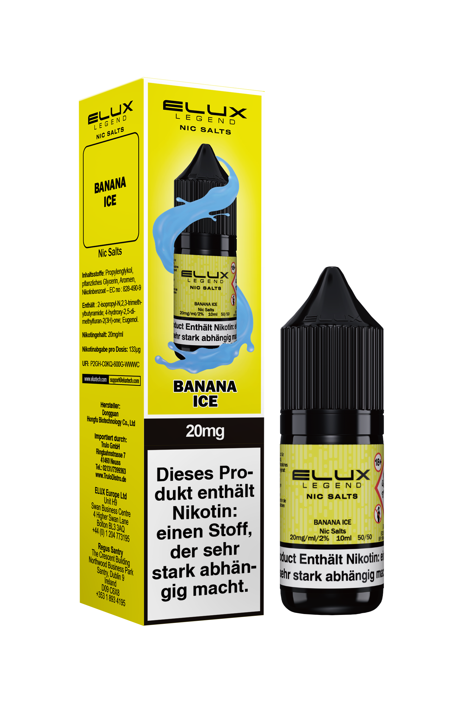 ELUX Nic Salts, Banana Ice 10ml 20mg