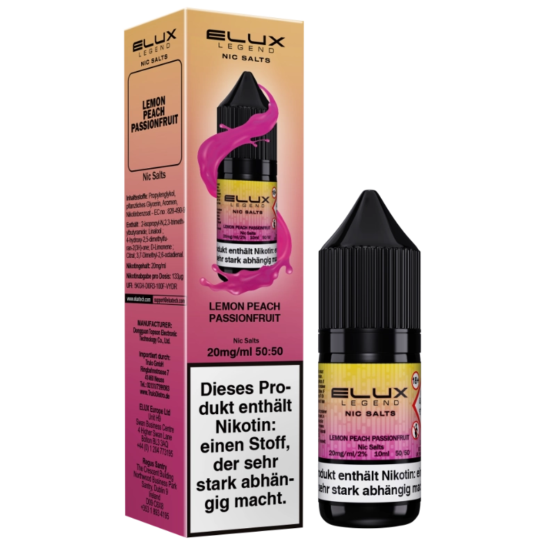 Elux Nic Salts 10ml - Lemon Peach Passion 10mg