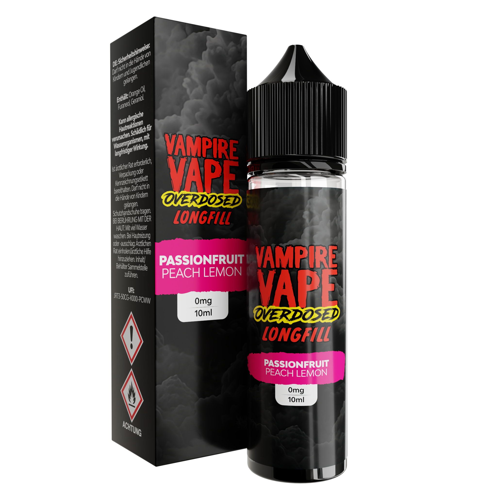 Vampire Vape, Overdosed Collection Passionfruit Peach Lemon, Longfill 10ml